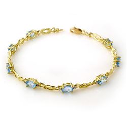5.07 CTW Blue Topaz & Diamond Bracelet 10K Yellow Gold - REF-32K8W - 13706