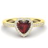 Image 1 : 1.20 CTW Garnet & Micro VS/SI Diamond Ring Heart 14K Yellow Gold - REF-35H3A - 21407