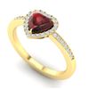 Image 2 : 1.20 CTW Garnet & Micro VS/SI Diamond Ring Heart 14K Yellow Gold - REF-35H3A - 21407