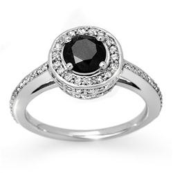 1.75 CTW VS Certified Black & White Diamond Ring 14K White Gold - REF-100F2N - 11864
