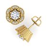 Image 4 : 1.51 CTW VS/SI Diamond Solitaire Art Deco Stud Earrings 18K Yellow Gold - REF-263A6X - 37108