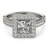 Image 1 : 1.05 CTW Certified VS/SI Princess Diamond Solitaire Halo Ring 18K White Gold - REF-218F2N - 27117