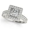 Image 2 : 1.05 CTW Certified VS/SI Princess Diamond Solitaire Halo Ring 18K White Gold - REF-218F2N - 27117