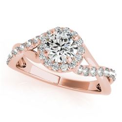0.6 CTW Certified VS/SI Diamond Solitaire Halo Ring 18K Rose Gold - REF-78H2A - 26659