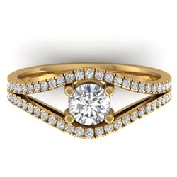 1.05 CTW Certified VS/SI Diamond Art Deco Ring 14K Yellow Gold - REF-126M8H - 30302