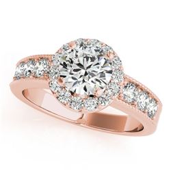 1.85 CTW Certified VS/SI Diamond Solitaire Halo Ring 18K Rose Gold - REF-423T3M - 27064