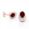 Image 2 : 2.50 Garnet & Micro Pave VS/SI Diamond Stud Earrings 10K Rose Gold - REF-25W6F - 22333