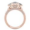 Image 4 : 2.66 CTW Princess VS/SI Diamond Art Deco 3 Stone Ring 18K Rose Gold - REF-581A8X - 37158