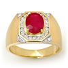 Image 1 : 3.60 CTW Ruby & Diamond Men's Ring 14K Yellow Gold - REF-104K5W - 13481