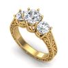 Image 1 : 2.01 CTW VS/SI Diamond Solitaire Art Deco 3 Stone Ring 18K Yellow Gold - REF-527W3F - 36931