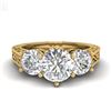 Image 2 : 2.01 CTW VS/SI Diamond Solitaire Art Deco 3 Stone Ring 18K Yellow Gold - REF-527W3F - 36931