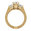 Image 4 : 2.01 CTW VS/SI Diamond Solitaire Art Deco 3 Stone Ring 18K Yellow Gold - REF-527W3F - 36931