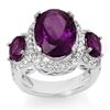 Image 1 : 8.0 CTW Amethyst & Diamond Ring 10K White Gold - REF-90H5A - 10614