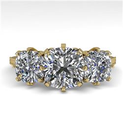 2 CTW Solitaire Past Present Future VS/SI Cushion Diamond Ring 18K Yellow Gold - REF-414T2M - 35788