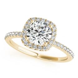 1 CTW Certified VS/SI Diamond Solitaire Halo Ring 18K Yellow Gold - REF-188N2Y - 26199