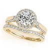 1.79 CTW Certified VS/SI Diamond 2Pc Wedding Set Solitaire Halo 14K Yellow Gold - REF-396Y5K - 30833