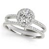 0.85 CTW Certified VS/SI Diamond 2Pc Wedding Set Solitaire Halo 14K White Gold - REF-116H5A - 30795