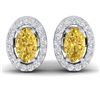 0.75 CTW Citrine & Micro Pave VS/SI Diamond Earrings Halo 18K White Gold - REF-34A5X - 21183