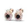 0.47 CTW Black & Micro Pave VS/SI Diamond Halo Solitaire Earrings 14K Rose Gold - REF-24A9X - 20047