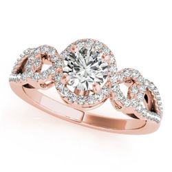 1.38 CTW Certified VS/SI Diamond Solitaire Halo Ring 18K Rose Gold - REF-385A6X - 26686