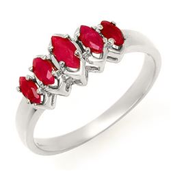 0.50 CTW Ruby Ring 18K White Gold - REF-31M6H - 13136