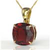 Image 1 : 6 CTW Cushion Cut garnet Designer Solitaire necklace 18K Yellow Gold - REF-34M5H - 21984