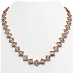 31.92 CTW Princess Cut Diamond Designer Necklace 18K Rose Gold - REF-5920H2A - 42849