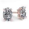 1.0 CTW Oval Cut VS/SI Diamond Stud Designer Earrings 18K Rose Gold - REF-180N2Y - 32270