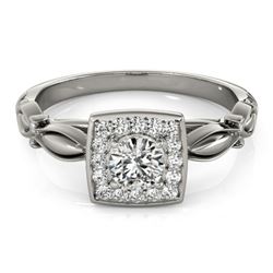 0.55 CTW Certified VS/SI Diamond Solitaire Halo Ring 18K White Gold - REF-88T2M - 26254