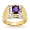 3.10 CTW Tanzanite & Diamond Men's Ring 14K Yellow Gold - REF-119N5Y - 13480