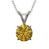 0.79 CTW Certified Intense Yellow SI Diamond Solitaire Necklace 10K White Gold - REF-100M5H - 36748