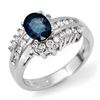 1.75 CTW Blue Sapphire & Diamond Ring 18K White Gold - REF-89F8N - 11891