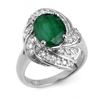 3.29 CTW Emerald & Diamond Ring 18K White Gold - REF-102T2M - 13117