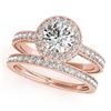 1.78 CTW Certified VS/SI Diamond 2Pc Wedding Set Solitaire Halo 14K Rose Gold - REF-411K3W - 31254