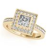 Image 2 : 1.11 CTW Certified VS/SI Princess Diamond Solitaire Halo Ring 18K Yellow Gold - REF-209H3A - 27191