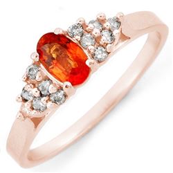 0.74 CTW Orange Sapphire & Diamond Ring 14K Rose Gold - REF-27H6A - 10475