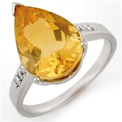 5.10 CTW Citrine & Diamond Ring 10K White Gold - REF-21H8A - 11081