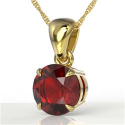 2 CTW Garnet Designer Inspired Solitaire Necklace 18K Yellow Gold - REF-24F9N - 22024