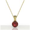 Image 2 : 2 CTW Garnet Designer Inspired Solitaire Necklace 18K Yellow Gold - REF-24F9N - 22024