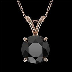 1 CTW Fancy Black VS Diamond Solitaire Necklace 10K Rose Gold - REF-26K3W - 33186