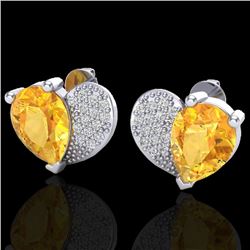 2.50 CTW Citrine & Micro Pave VS/SI Diamond Earrings 10K White Gold - REF-30M2H - 20070