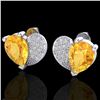 Image 1 : 2.50 CTW Citrine & Micro Pave VS/SI Diamond Earrings 10K White Gold - REF-30M2H - 20070