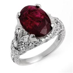 5.60 CTW Rubellite & Diamond Ring 14K White Gold - REF-202F8N - 11137