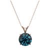 Image 4 : 2.50 CTW Certified Intense Blue SI Diamond Solitaire Necklace 10K Rose Gold - REF-575A8X - 33247