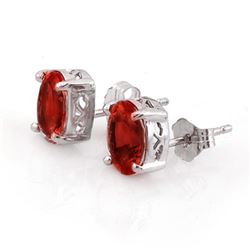 2.0 CTW Garnet Earrings 18K White Gold - REF-11Y8K - 10220