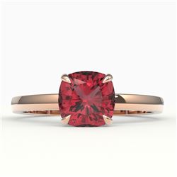 2 CTW Cushion Cut Pink Tourmaline Solitaire Engagement Ring 14K Rose Gold - REF-34W2F - 22155