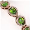 Image 4 : 16.08 CTW Peridot & Diamond Halo Bracelet 10K Rose Gold - REF-312F2N - 41118