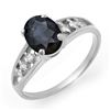 1.60 CTW Blue Sapphire & Diamond Ring 18K White Gold - REF-33X5T - 13729