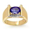 2.18 CTW Tanzanite & Diamond Men's Ring 10K Yellow Gold - REF-64K8W - 13491