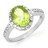 2.10 CTW Peridot & Diamond Ring 10K White Gold - REF-20K9W - 13467
